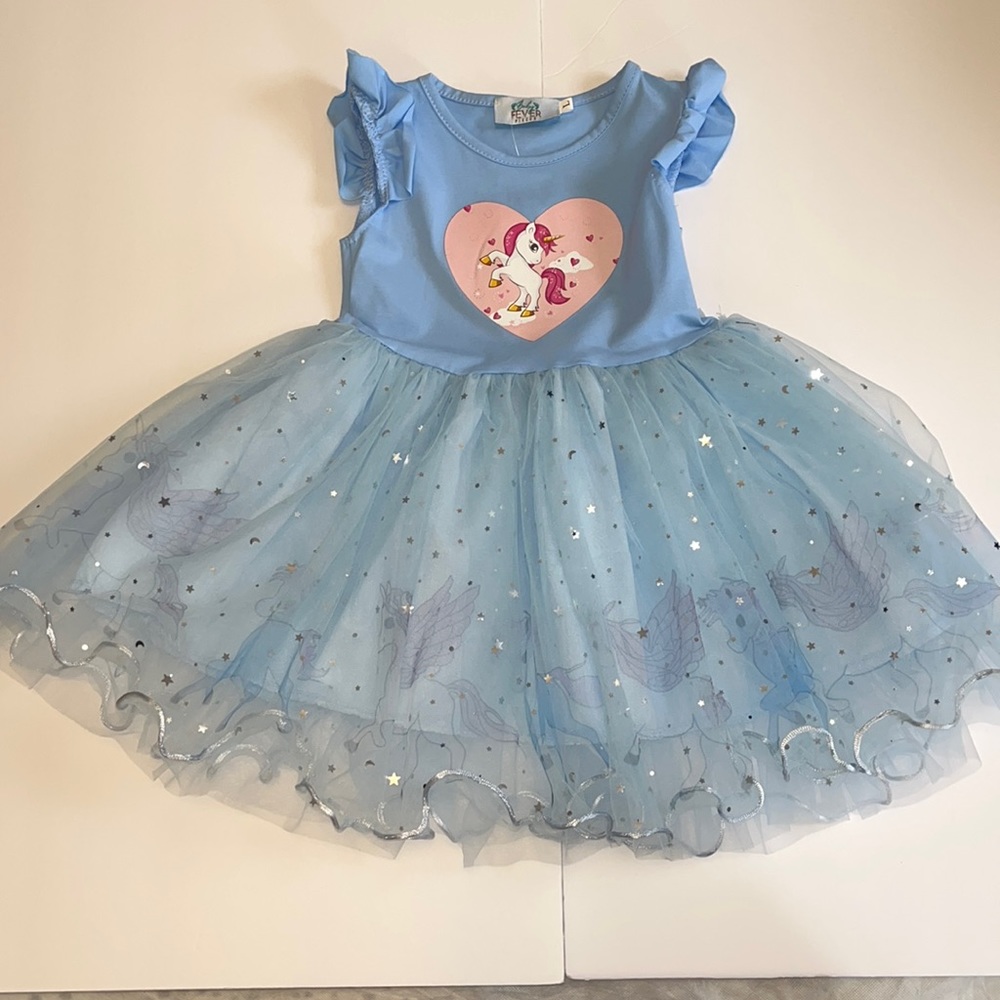 White and pink unicorn dress for 2-3 year old!